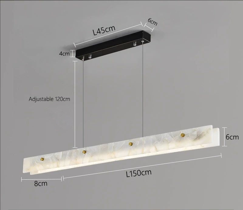 Royelux Modern Marble Linear Chandelier for Kitchen Island & Dining Room