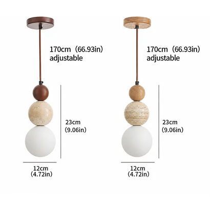 RoyaleGlow Travertine Globe Pendant Light - Glass Hanging Lamp