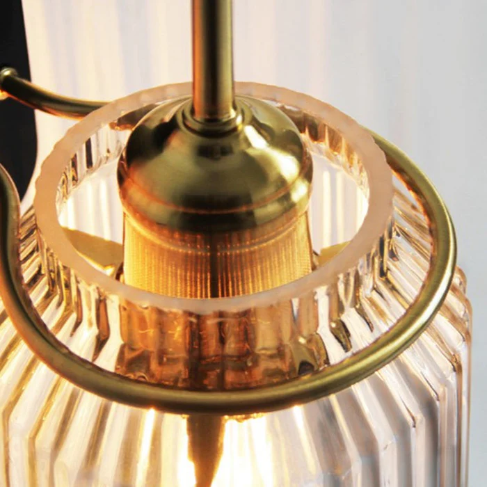 Lumora Vintage Wall Sconce With Ribbed Glass Shade - Antique Wall Light For Hallways