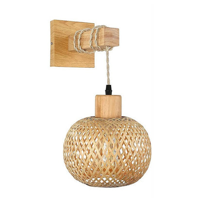 Royelux Elegant Handwoven Rattan Wood Wall Sconce with Warm Glow