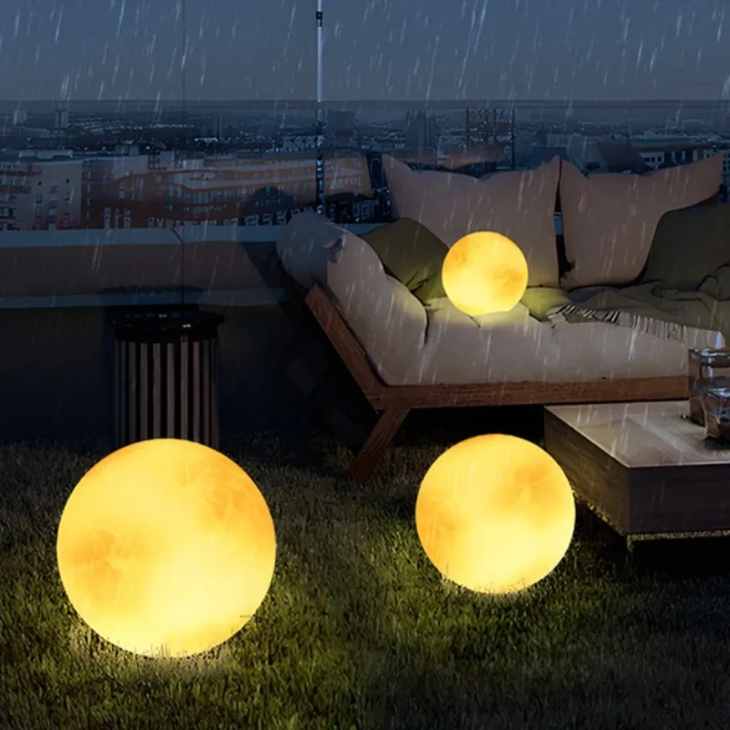 RoyaleGlow Solar Outdoor Moon Globe Light - Resin & Fiberglass Sphere Lamp