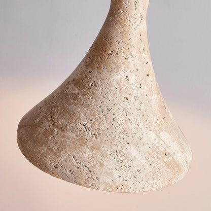 Royelux Travertine Cone Pendant Light with Walnut Wood Accent