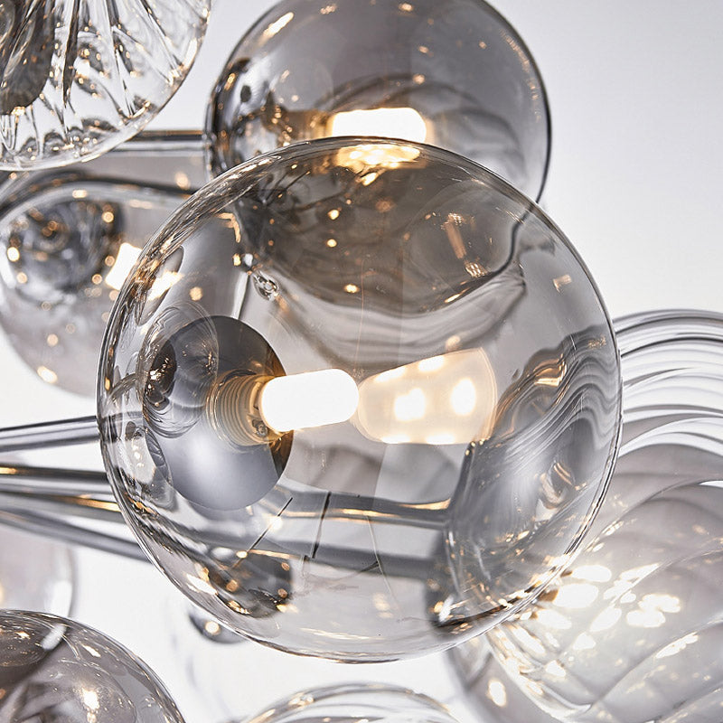 RoyaleGlow Sputnik Chandelier with Smoke Gray Glass Globes Modern Pendant Light