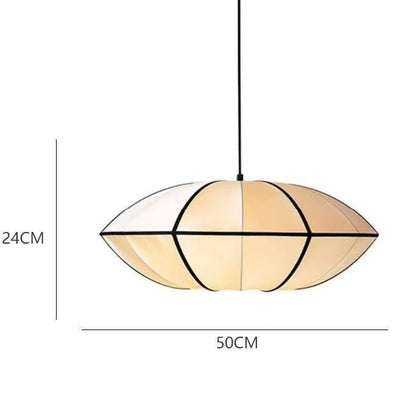 LuxRoyale Mid-Century Modern Oval Pendant Light with Black Trim & Fabric Shade
