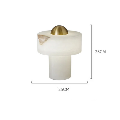 LuxRoyale Alabaster & Brass Minimalist Table Lamp Modern Bedside Accent Light