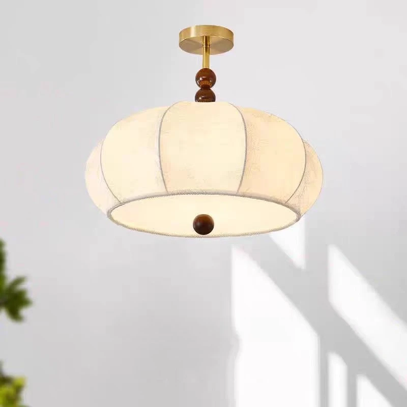 RoyaleGlow Pleated Fabric Semi-Flush Mount Ceiling Light with Botanical Print