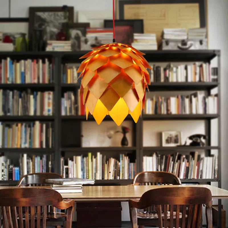 Lumora Pine Cone Wooden Pendant Light | Nordic Japandi Ceiling Lamp