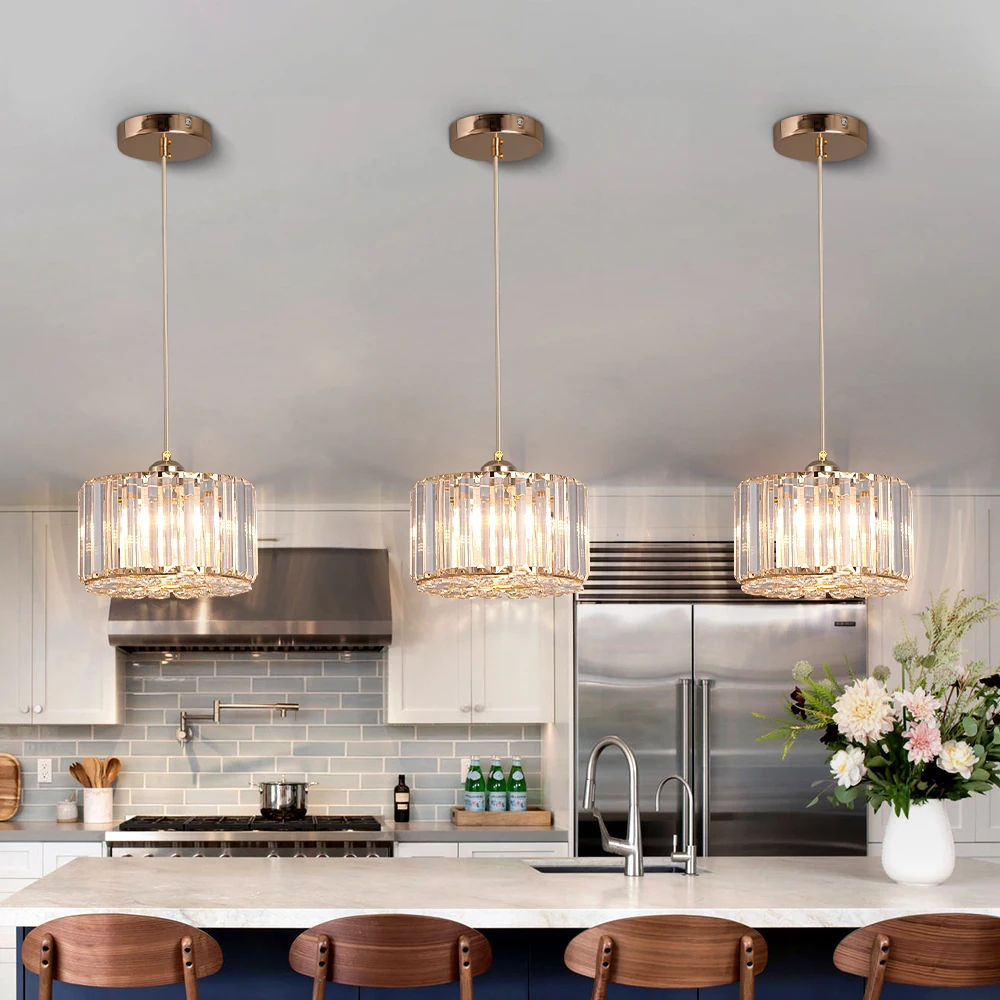 LuxRoyale Round Crystal Chandelier Pendant Light for Dining Room or Foyer