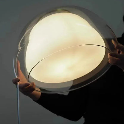 RoyaleGlow Modern Glass Dome Pendant Light Minimalist Ceiling Lamp for Dining Room