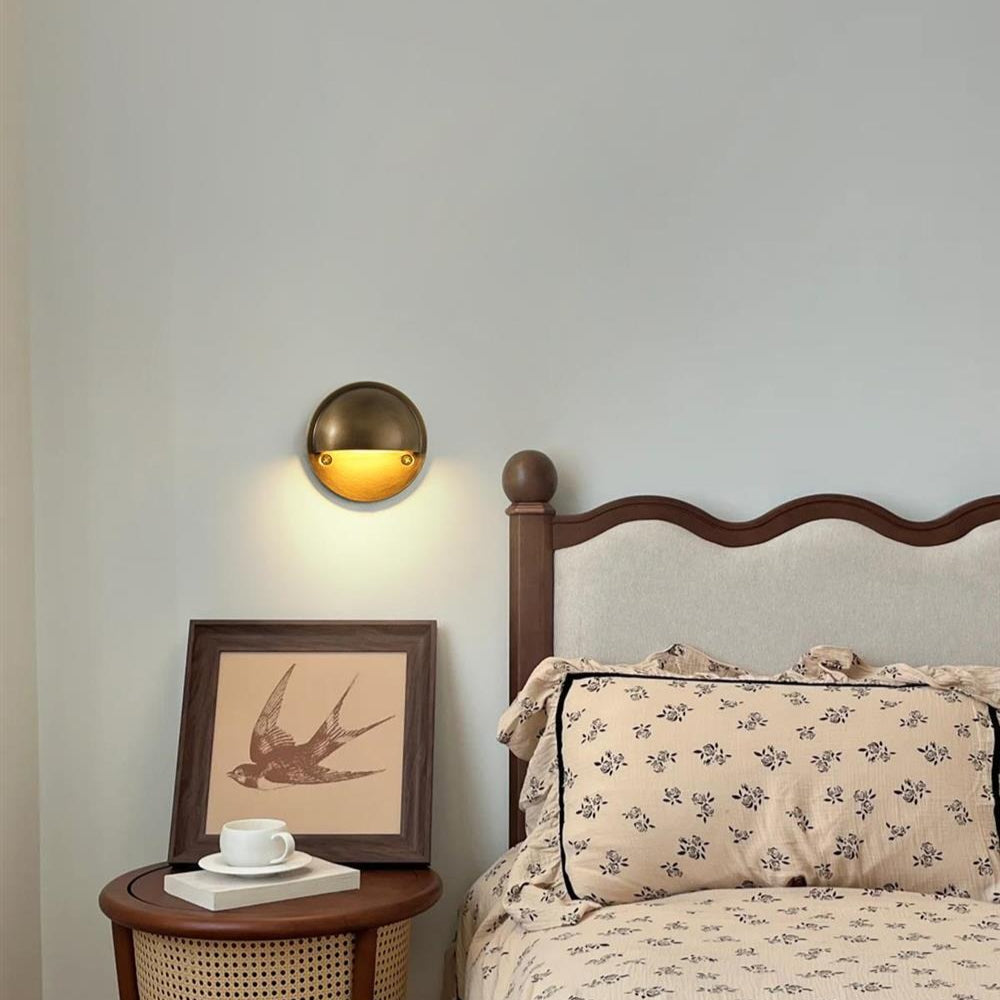 Royelux Modern Half-Moon Wall Sconce - Brushed Brass Industrial Downlight