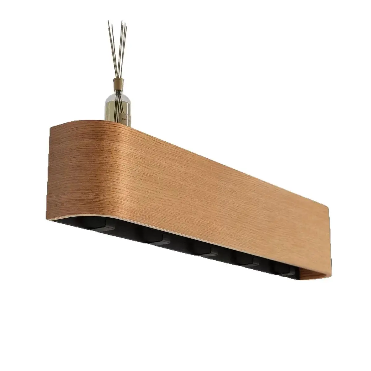 LuxRoyale Floating Oak Wall Shelf & Coat Rack with Concealed Hooks