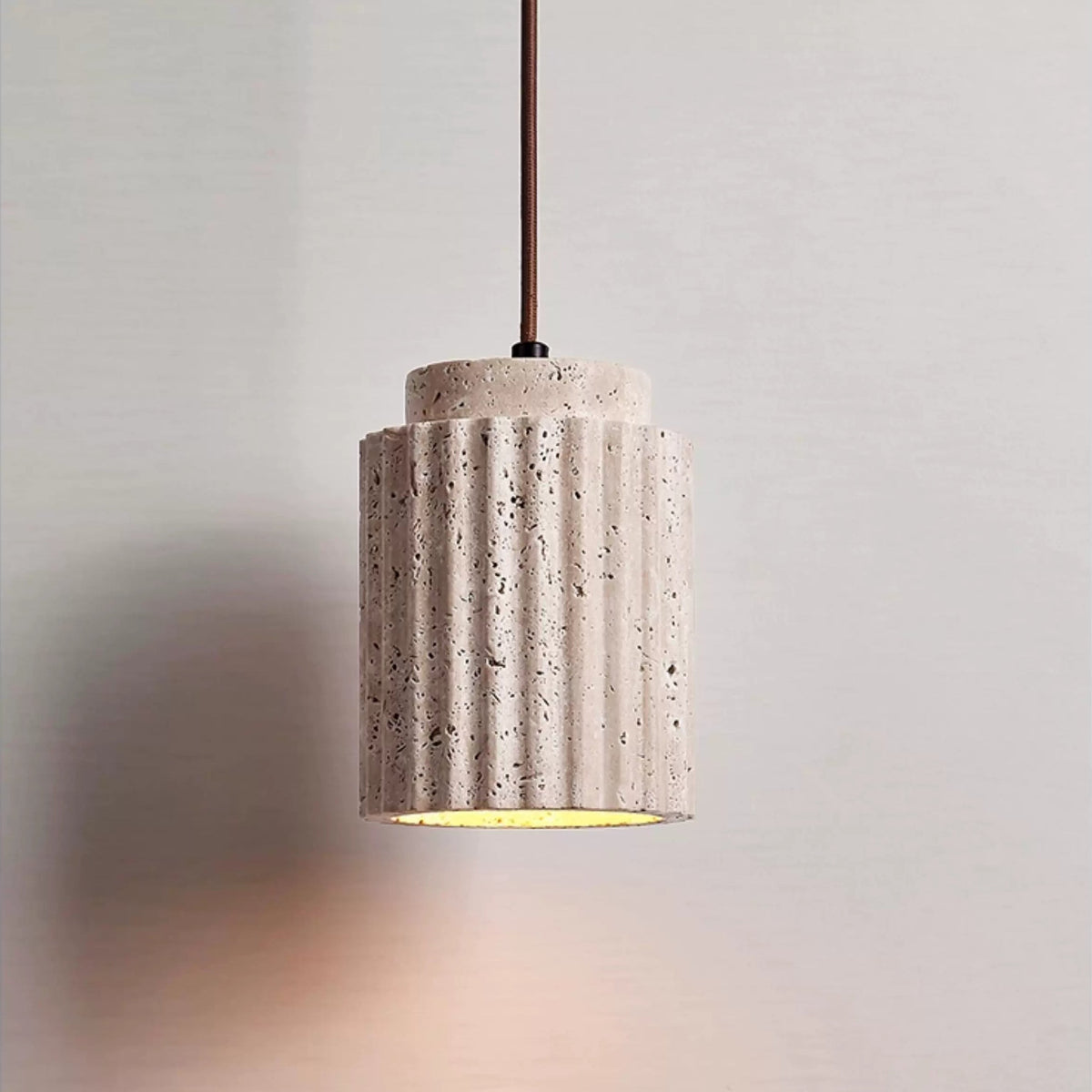 LuxRoyale Fluted Travertine Stone Pendant Light for Modern Kitchen Island