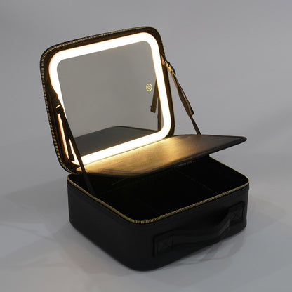 RoyaleGlow LED Makeup BAG with Mirror and Brush Compartment