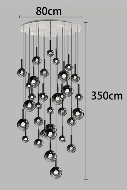 RoyaleGlow Modern Glass Bubble Pendant Chandelier for High Ceilings & Staircases