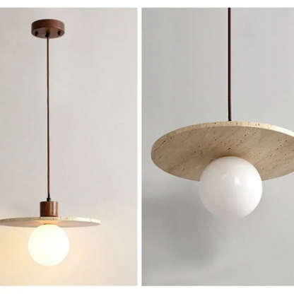 RoyaleGlow Travertine Pendant Light Minimalist Modern Cement Hanging Chandelier