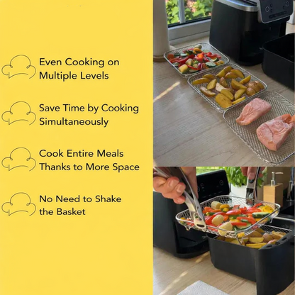 Royelux Stackable Air Fryer Baskets Set For Space Saving Multi Tier Cooking