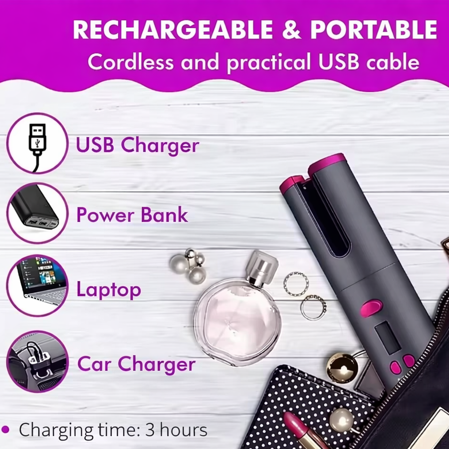 Luxora Cordless Hair Curler Automatic Curling Tool - Portable And Rechargeable