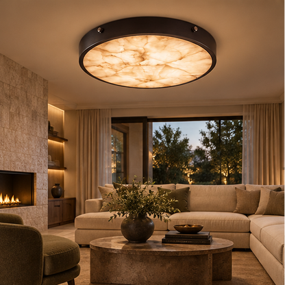 RoyaleGlow Flush Mount Ceiling Light Marble And Copper Modern Fixture