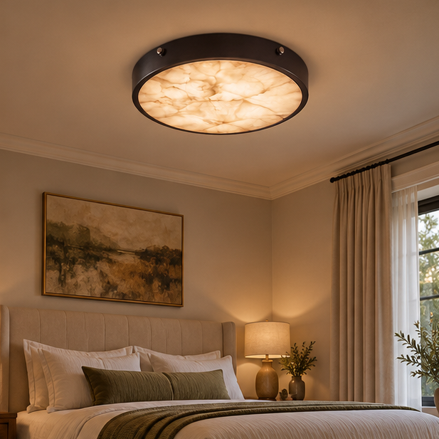 RoyaleGlow Flush Mount Ceiling Light Marble And Copper Modern Fixture