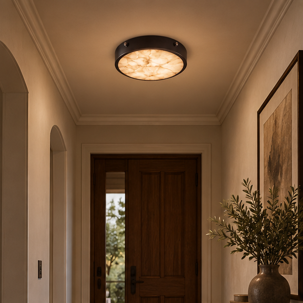 RoyaleGlow Flush Mount Ceiling Light Marble And Copper Modern Fixture