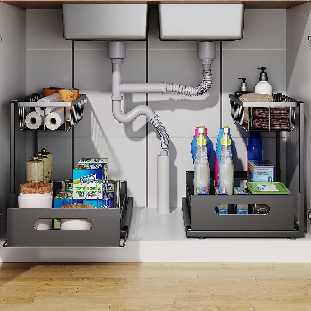 Luxora 2 Tier Slide Out Under Sink Organizer for Kitchen
