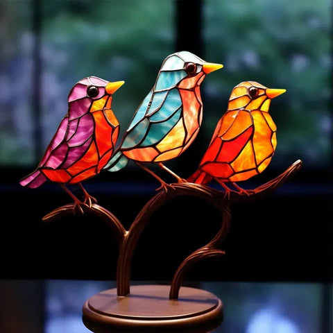 Luxora Colorful Birds on Branch Desktop Ornaments Decor