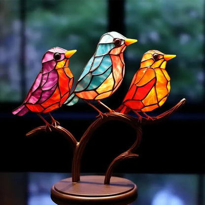 Luxora Colorful Birds on Branch Desktop Ornaments Decor