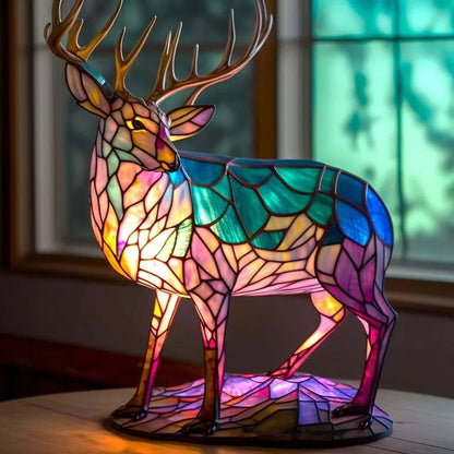 Royaleva WildCraft Animal Light Sculptures – Stained Glass LED Art Lamp - Wolf