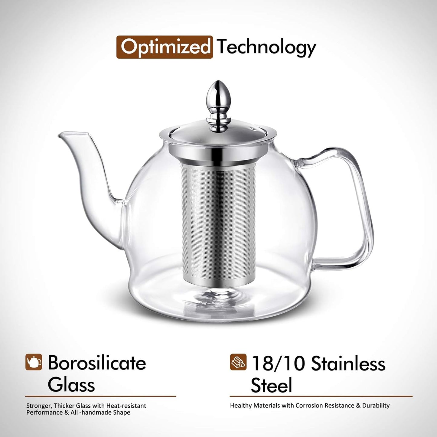 Luxora Blooming And Loose Leaf 1000ml Glass Teapot With Removable Infuser