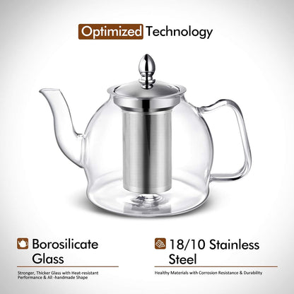 Luxora Blooming And Loose Leaf 1000ml Glass Teapot With Removable Infuser