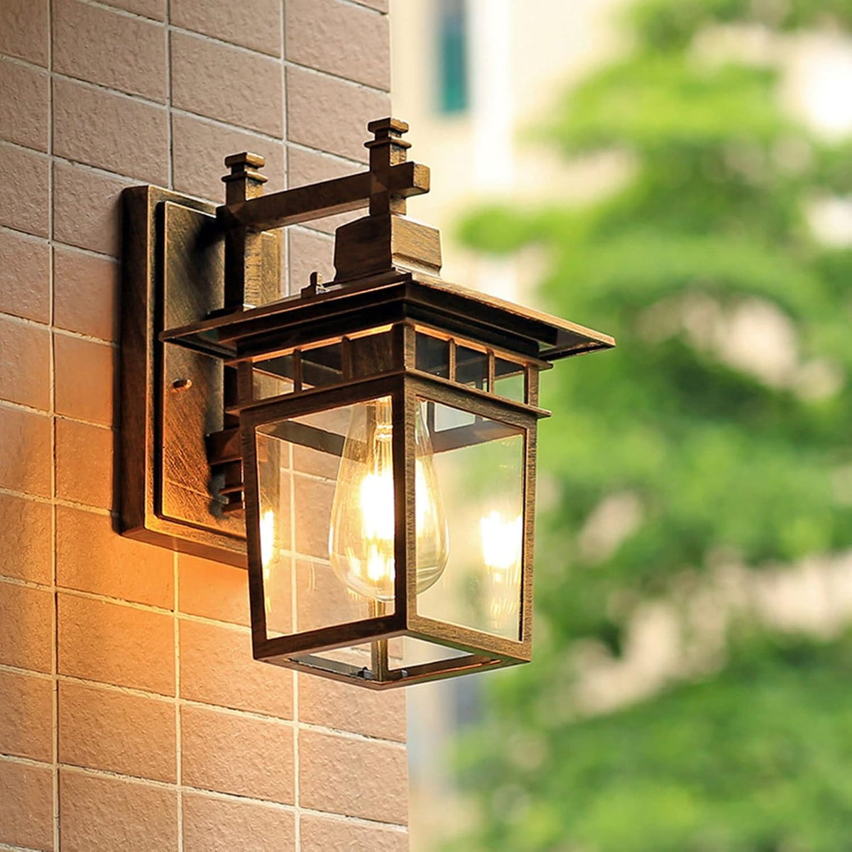 RoyaleGlow Vintage Outdoor Wall Sconce - Waterproof Aluminum Glass Porch Light Fixture
