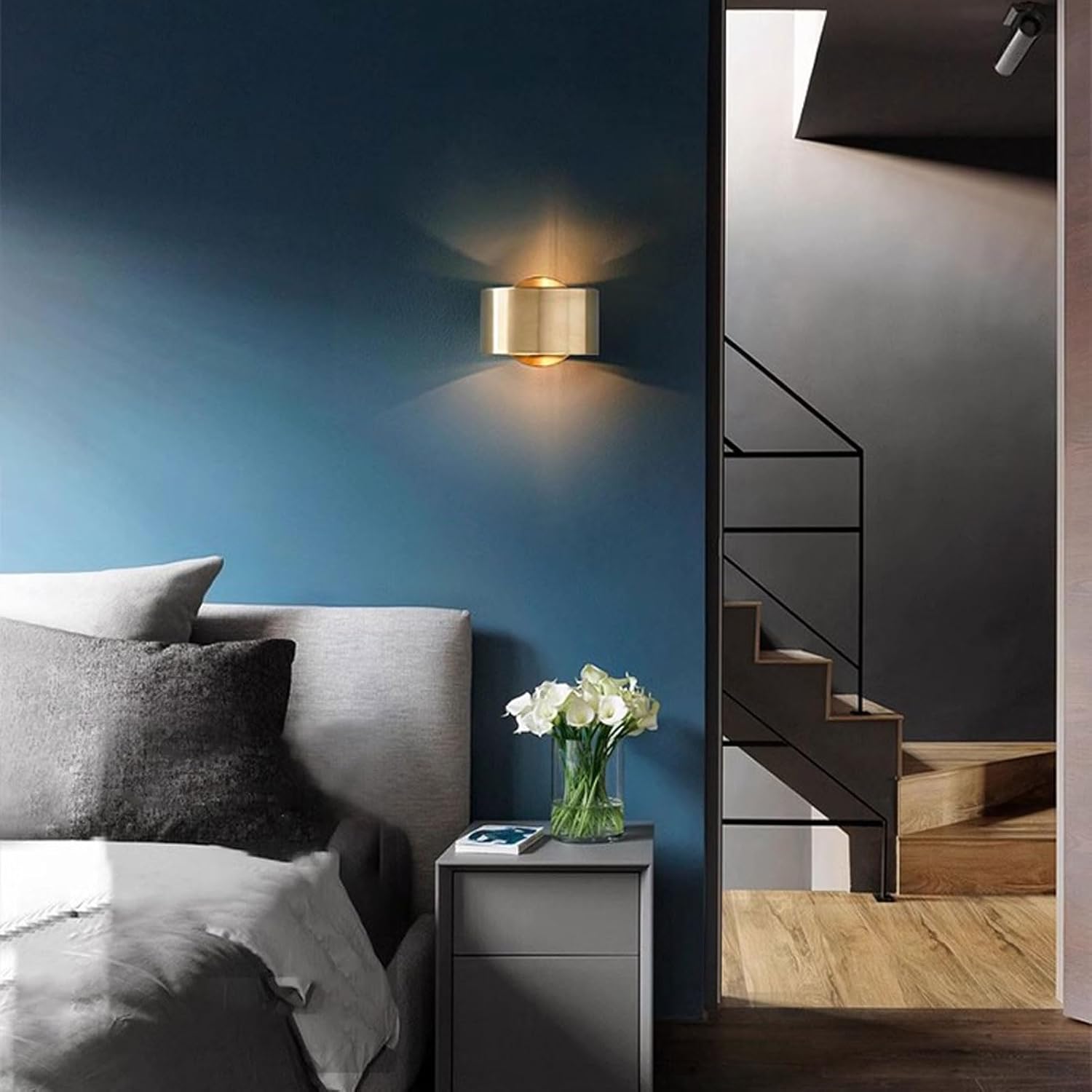Rayvia Cylindrical Brushed Gold Wall Sconce for Up/Down Illumination