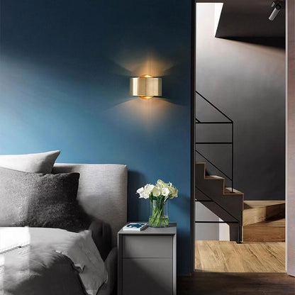 Rayvia Cylindrical Brushed Gold Wall Sconce for Up/Down Illumination