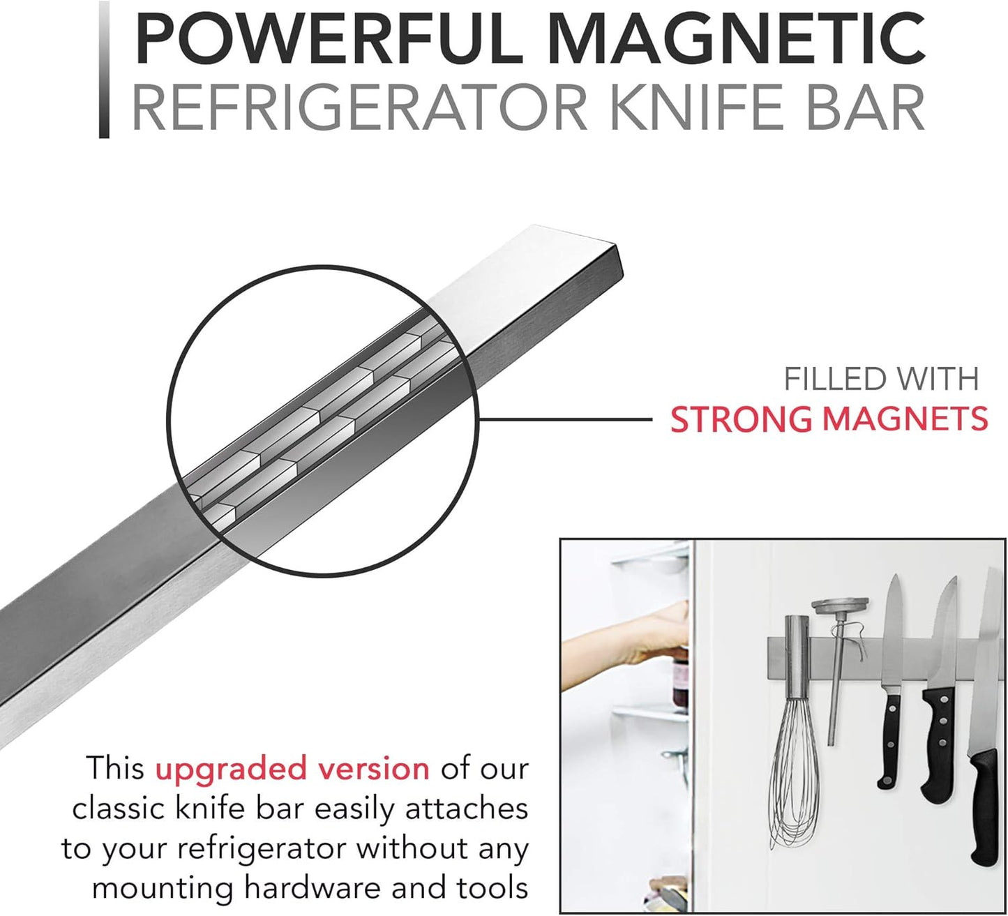 Luxora 14 Inch Magnetic Knife And Tools Holder Silver
