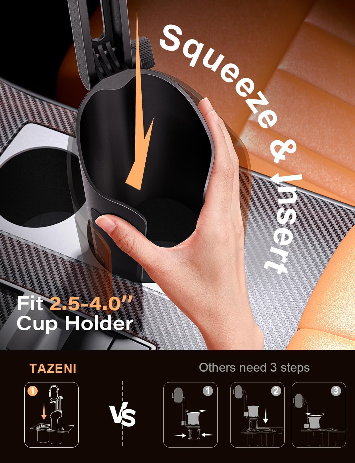 Luxora Phone Cup Holder Mount For Car - Adjustable Height