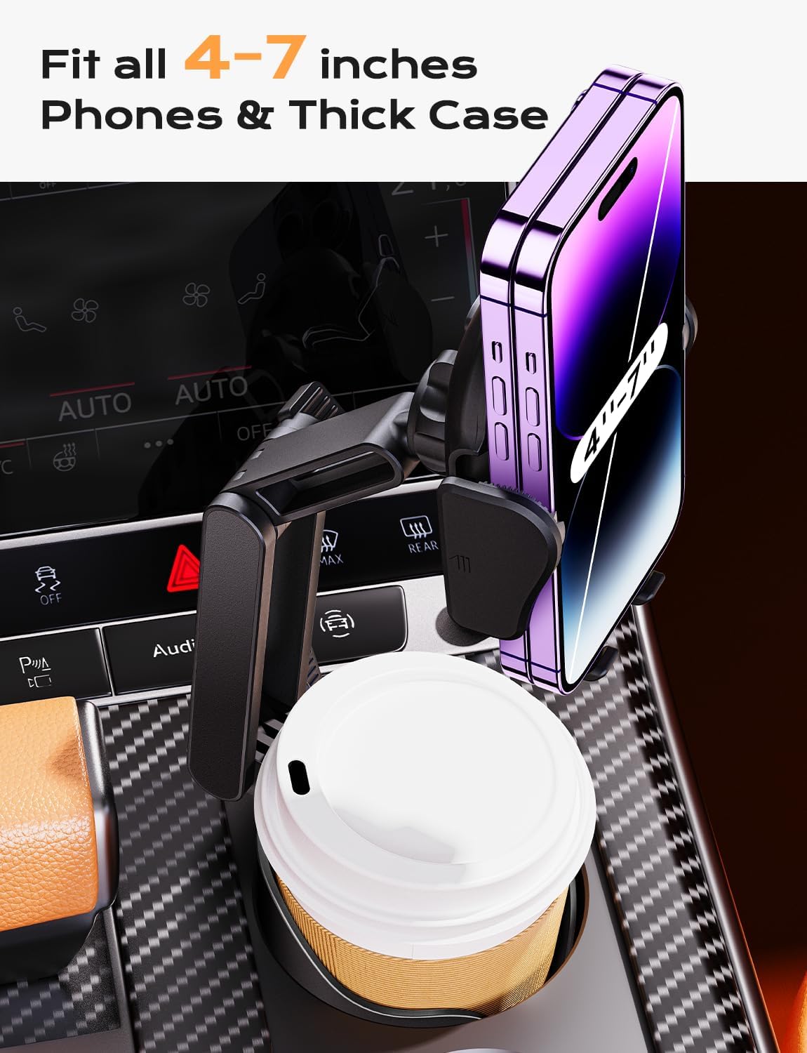 Luxora Phone Cup Holder Mount For Car - Adjustable Height