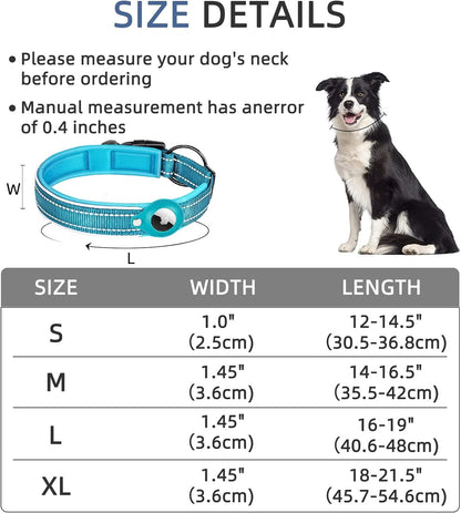 RoyaleGlow AirTag Dog Collar with Reflective Safety Stitching