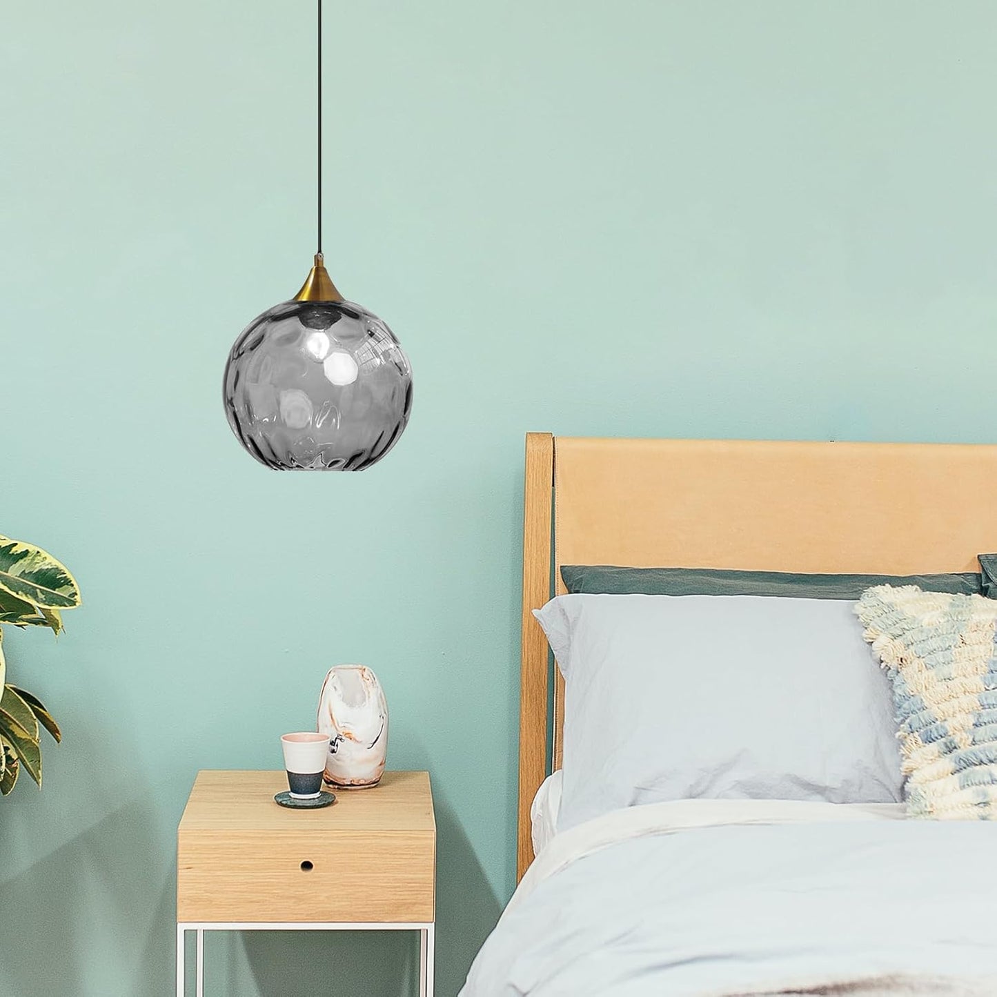 Luxora Colored Glass Ball Pendant Light, Modern Hanging Lamp for Living Room