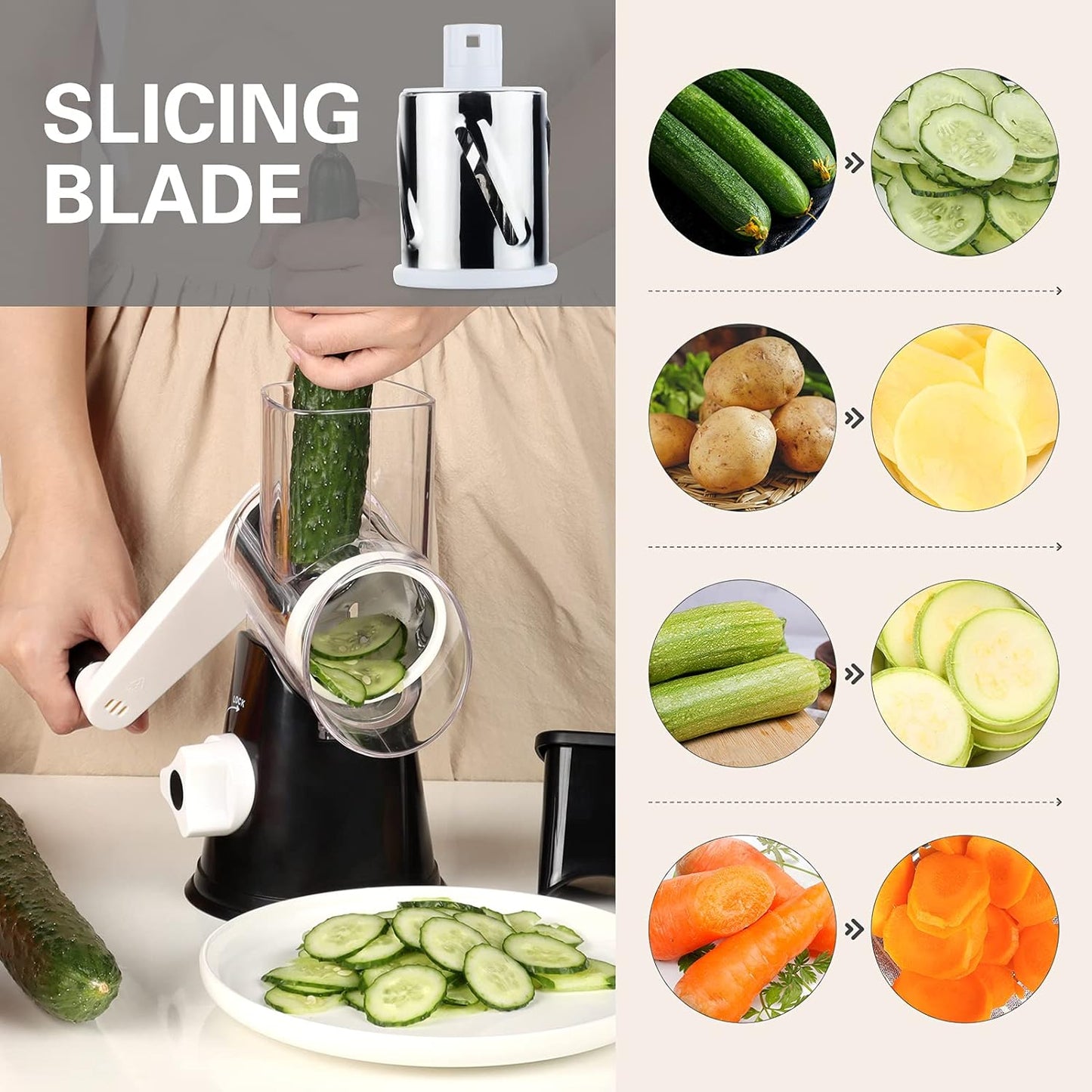 Luxora Rotary Cheese Vegetable Manual Grater for Fast Meal Prep