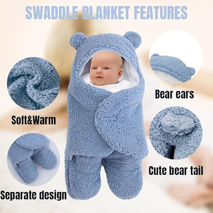 Luxora Fleece Swaddle Blanket for Newborns with Hood, Soft Cotton, Two-Legged Design