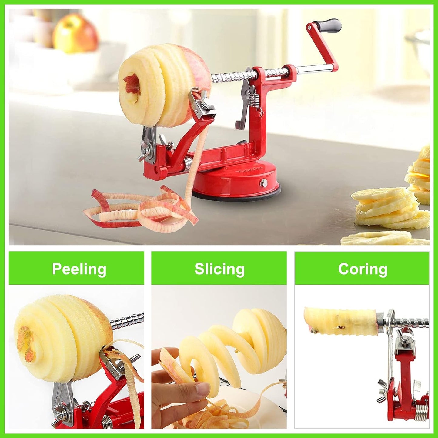 Luxora Apple Skin Peeler with Suction Base and Blades