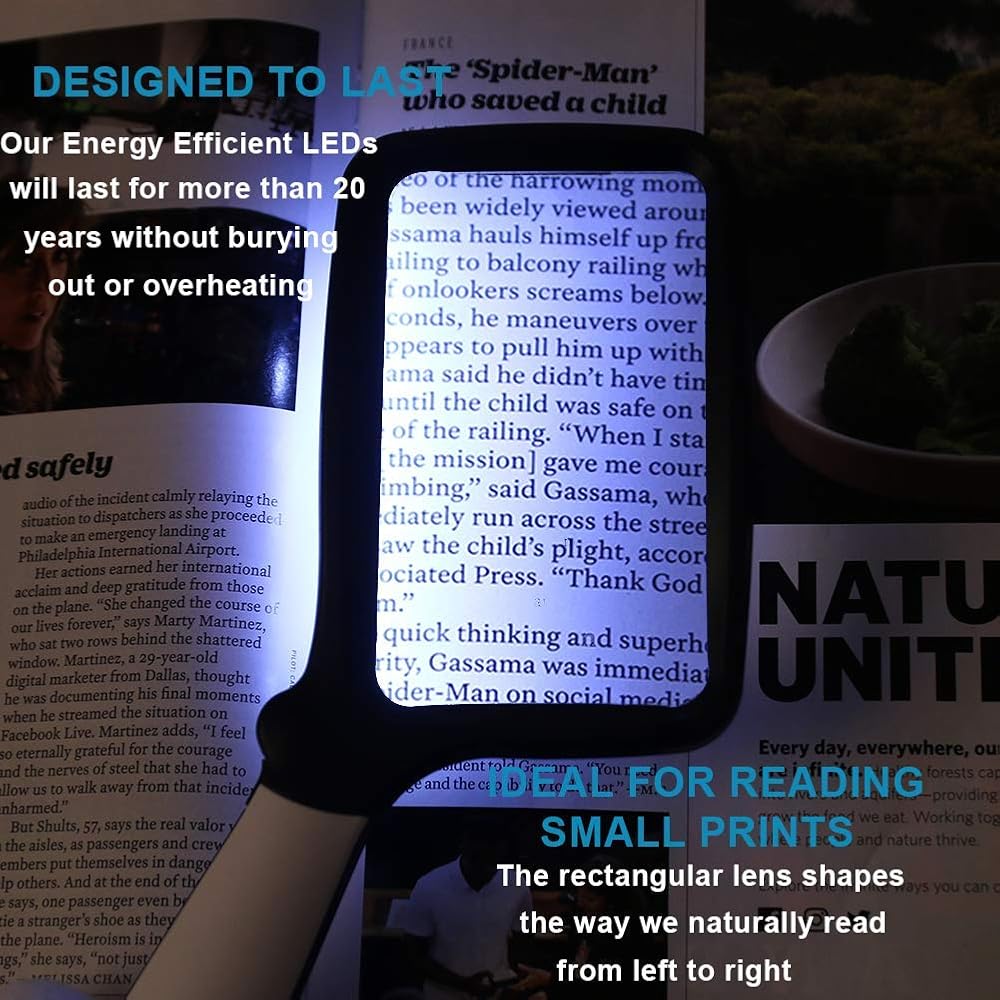 Royaleva Reading Magnifier With LED Lighting, 3x Optical Lens