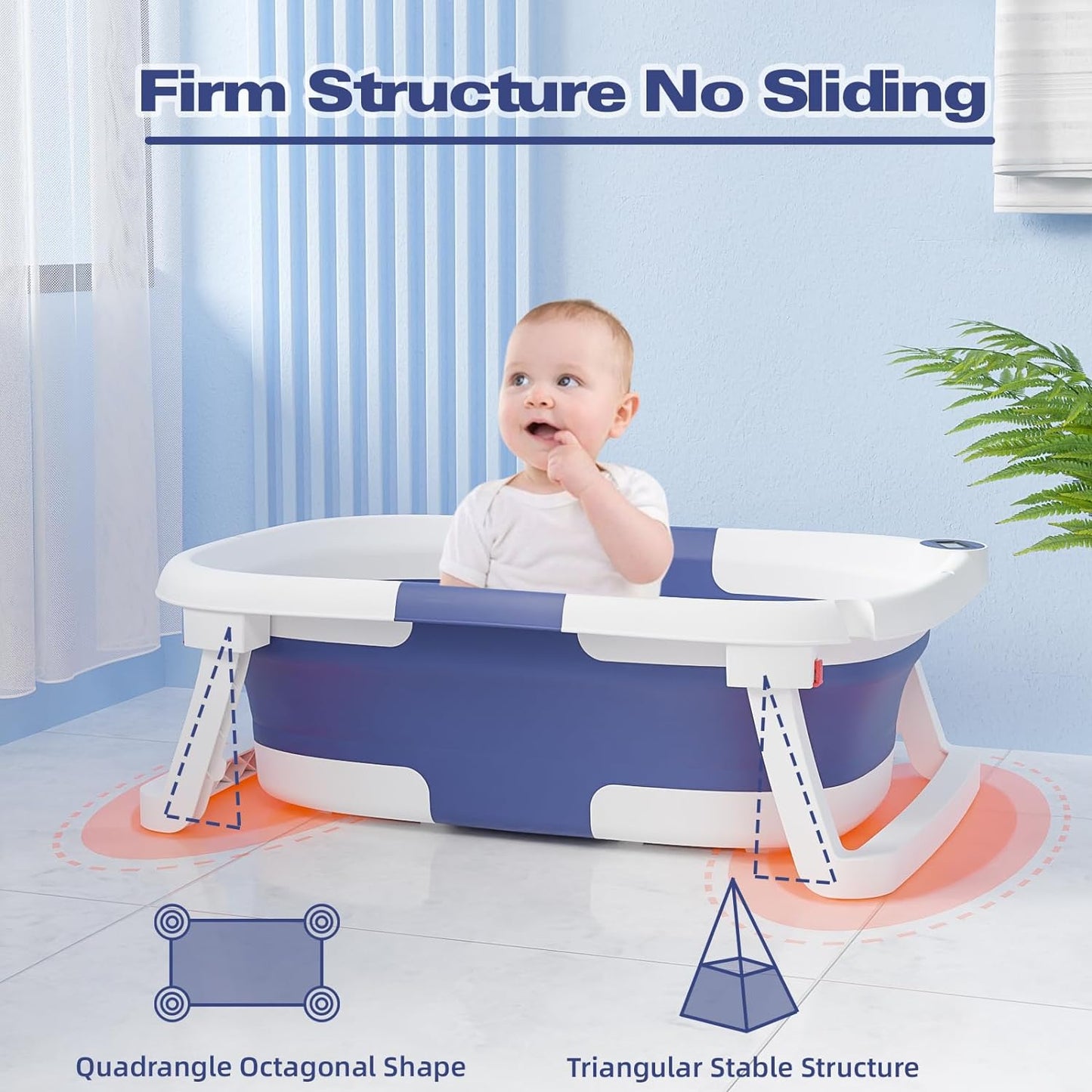 Royaleva Baby Bath Tub with Temperature Sensor and Foldable Design