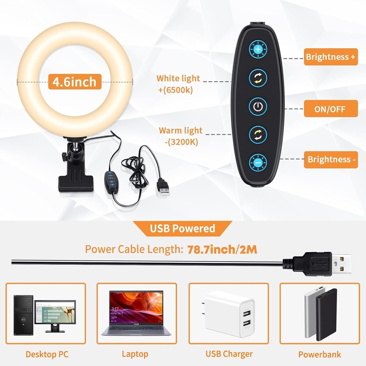 Luxora Clip On Laptop Ring Light for Video Conferencing