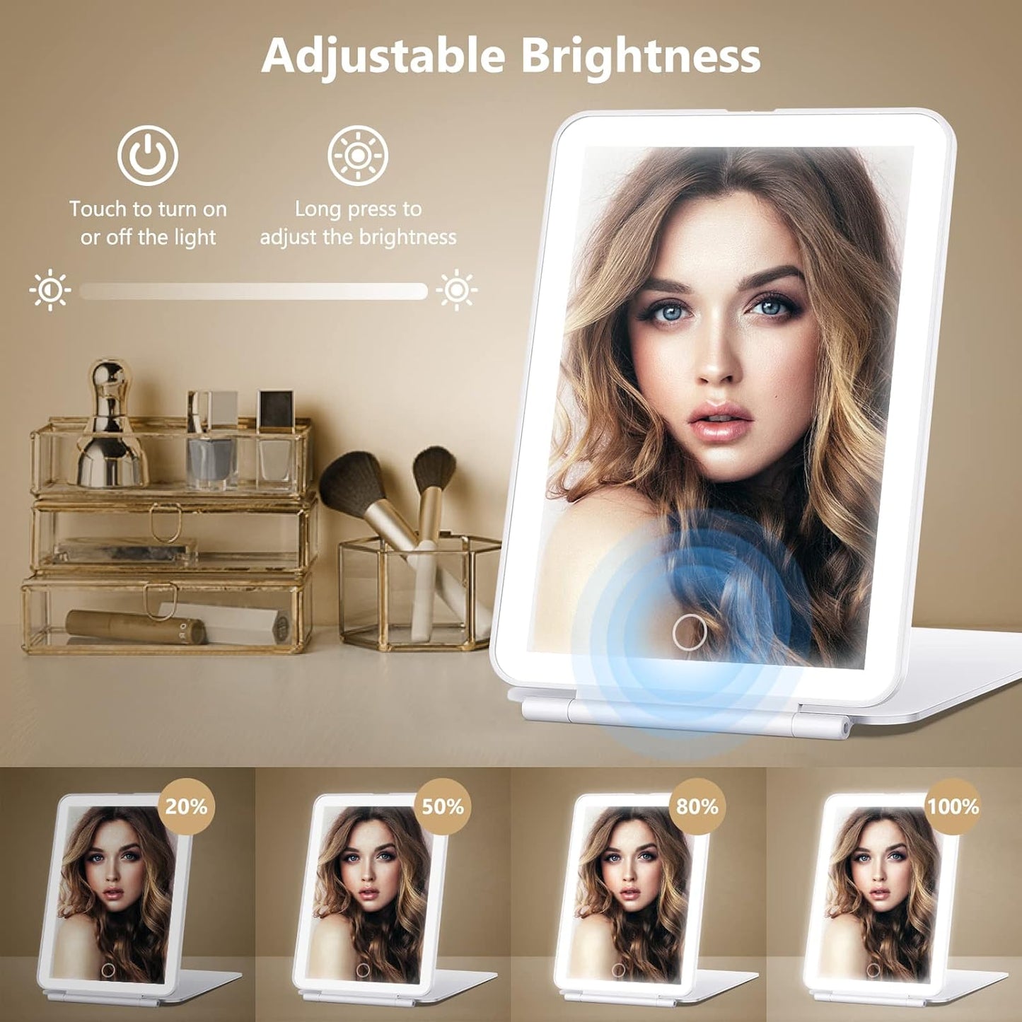 Luxora Travel Lighted Makeup Mirror With Magnification