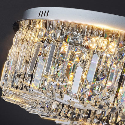 RoyaleGlow Modern Glam Crystal Flush Mount Ceiling Light for Living Room & Bedroom