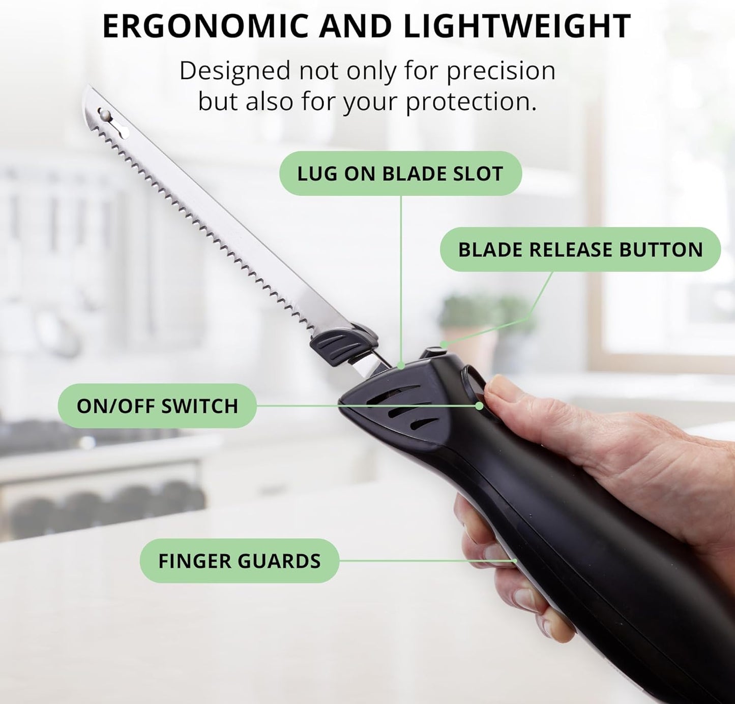 RoyaleGlow Electric Knife with Ergonomic Grip and Fork