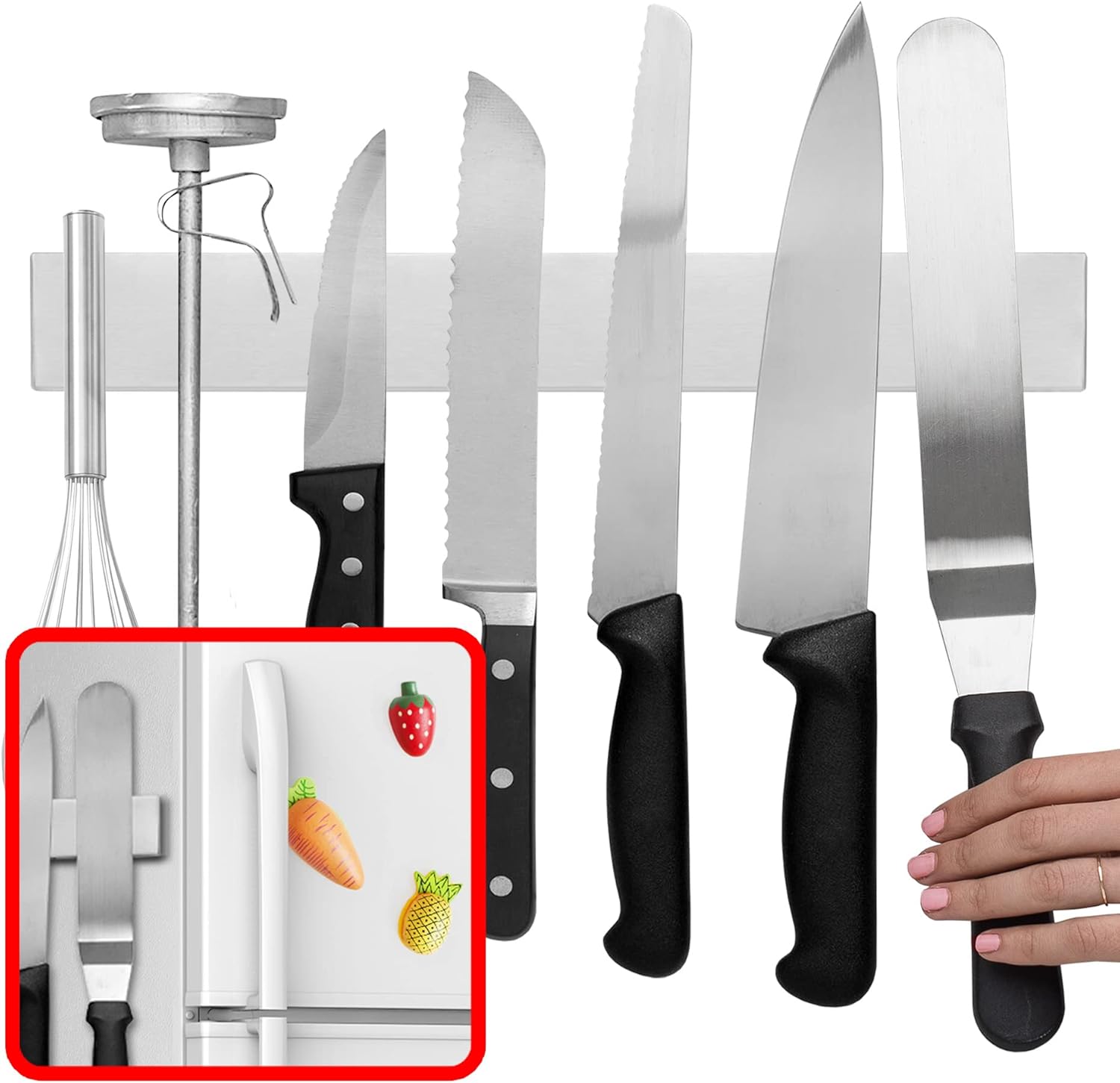 Luxora 14 Inch Magnetic Knife And Tools Holder Silver