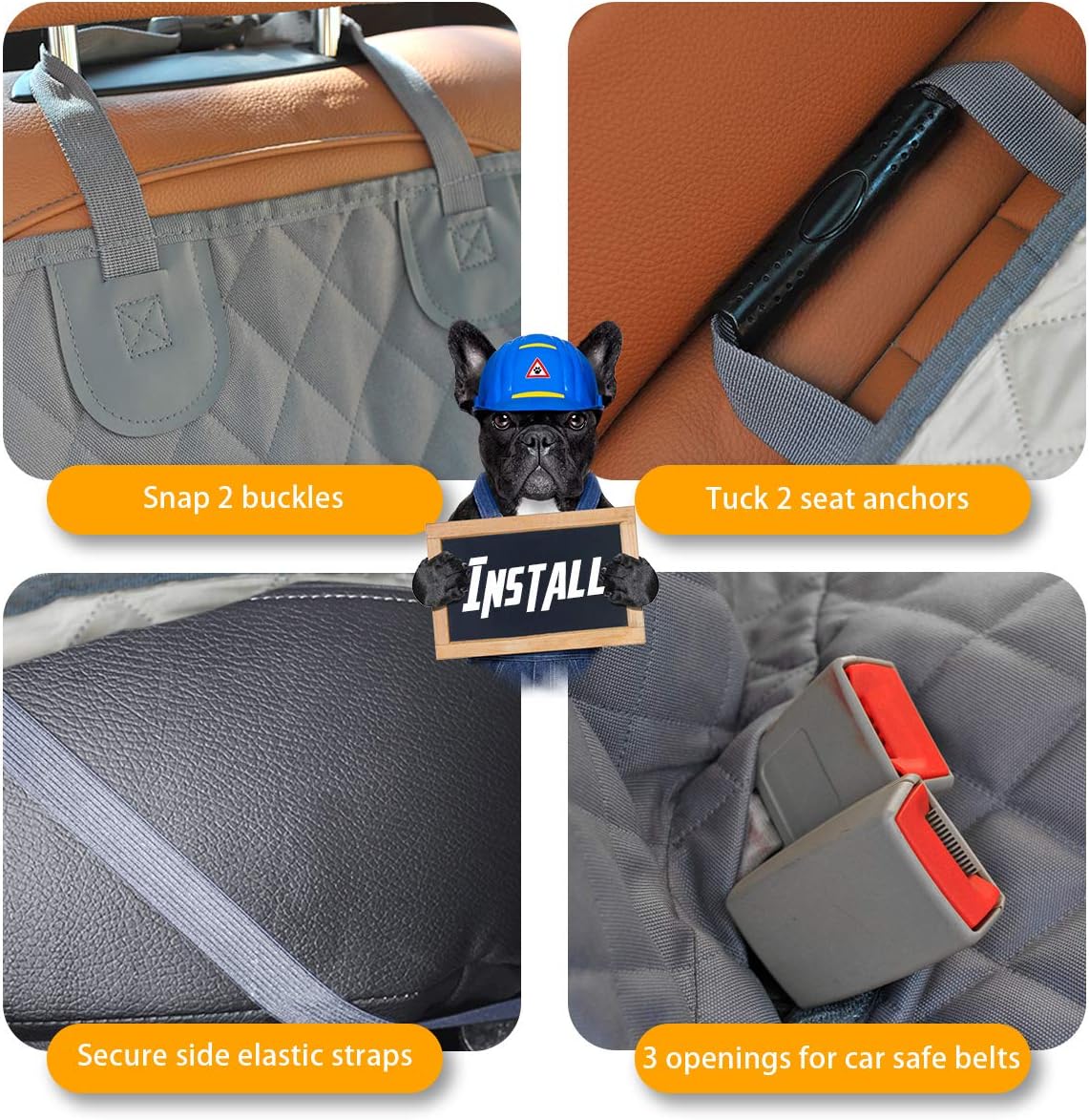 Luxora Waterproof Dog Car Seat Cover - Hammock Style Non-Slip Back Seat Protector