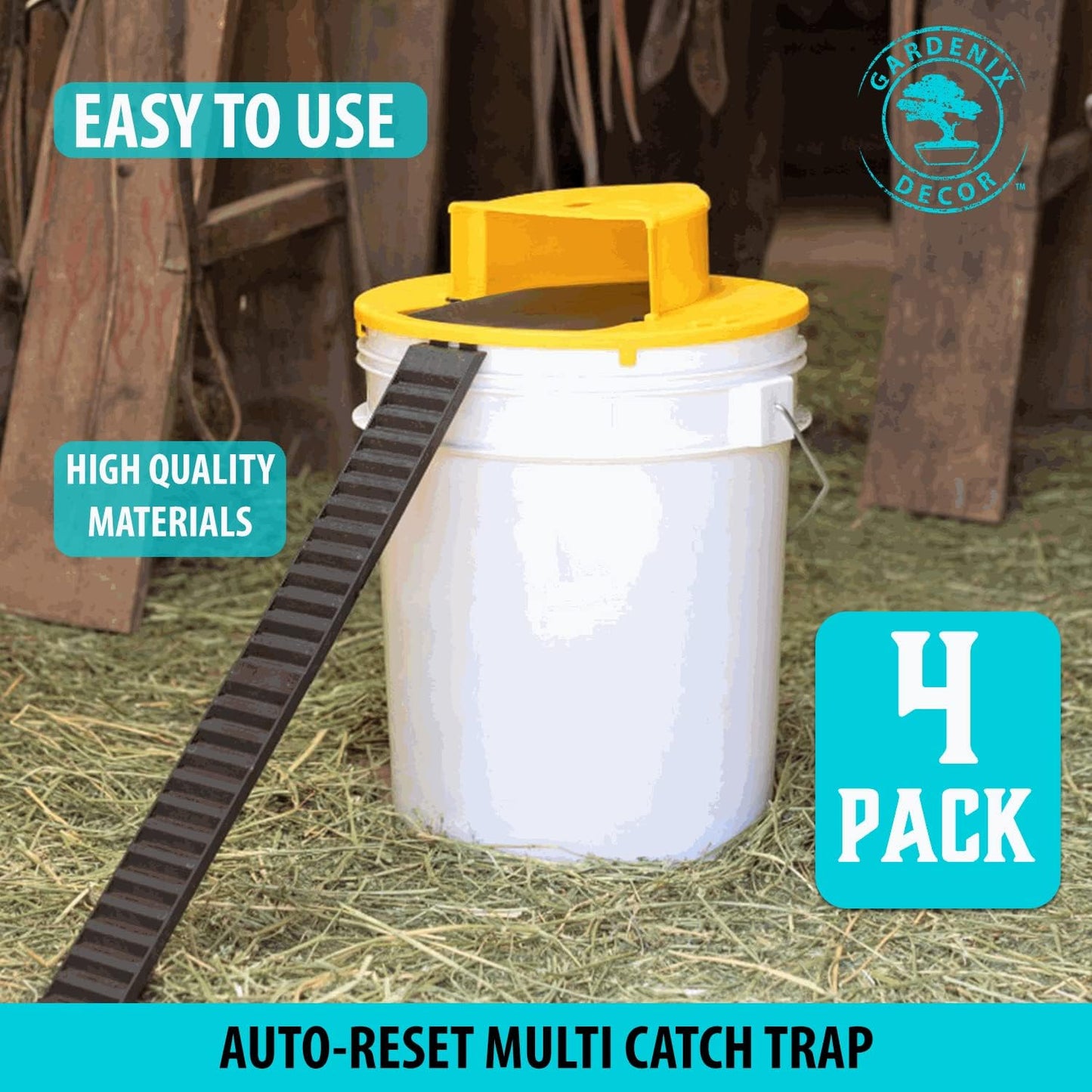 Royaleva 4-Pack Bucket Lid Mouse Trap for Easy Pest Control